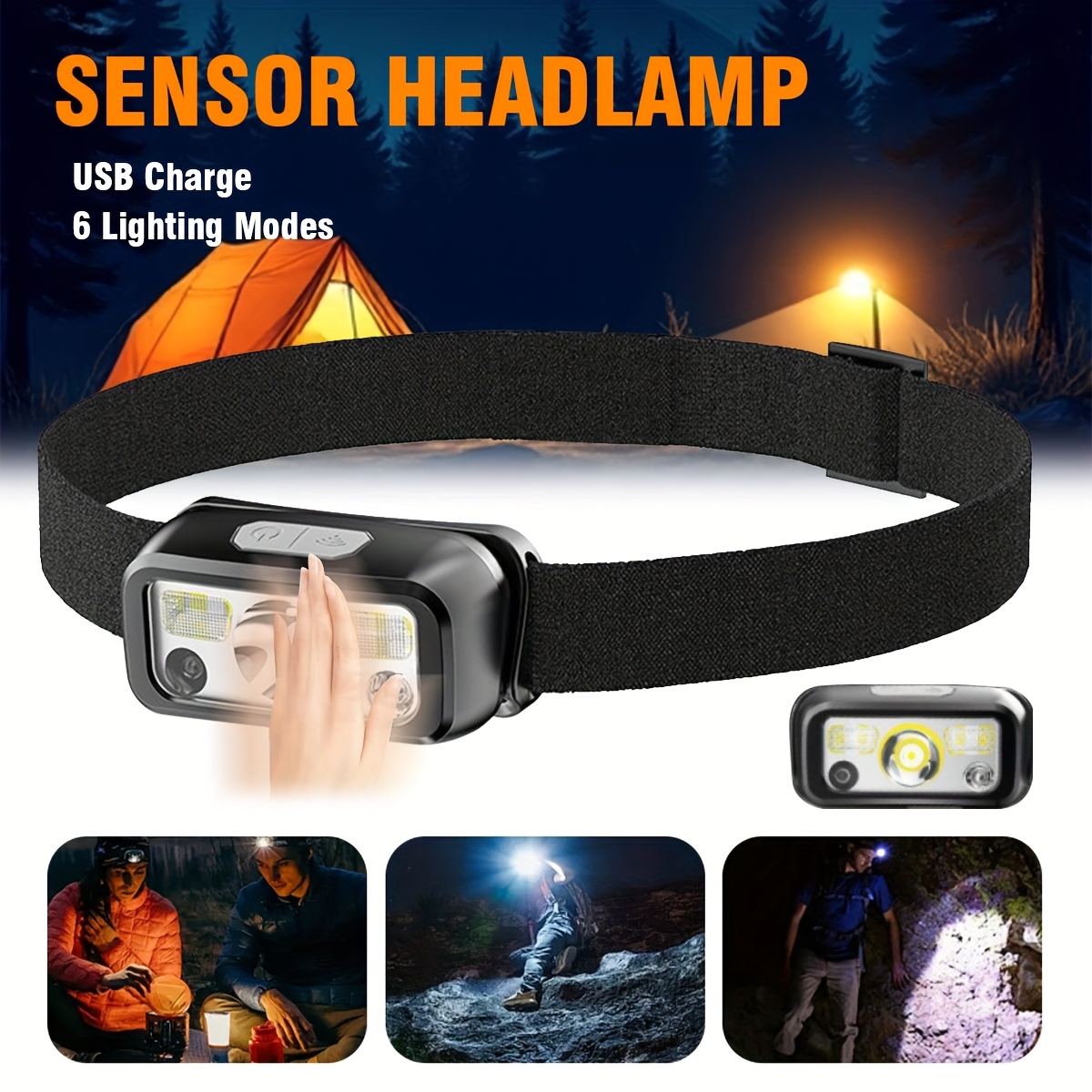 Outdoor Power Head - Lampe frontale puissante à capteur LED